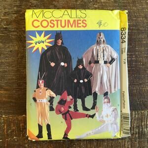 McCalls Sewing Pattern 8334 Boys Superhero Costume Batman Darth Ant Man UNCUT